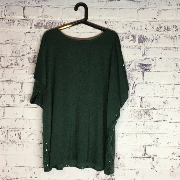 ✨Lane Bryant Green Sequin Top with Sparkling Details Size 26 - Picture 6 of 7